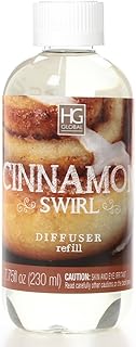 Hosley Premium Cinnamon Swirl Reed Diffuser Refills Oil 230 Milliliter 7.75 Fluid Ounce Made in USA. Ideal Gift for Weddings spa Reiki Meditation Settings W1