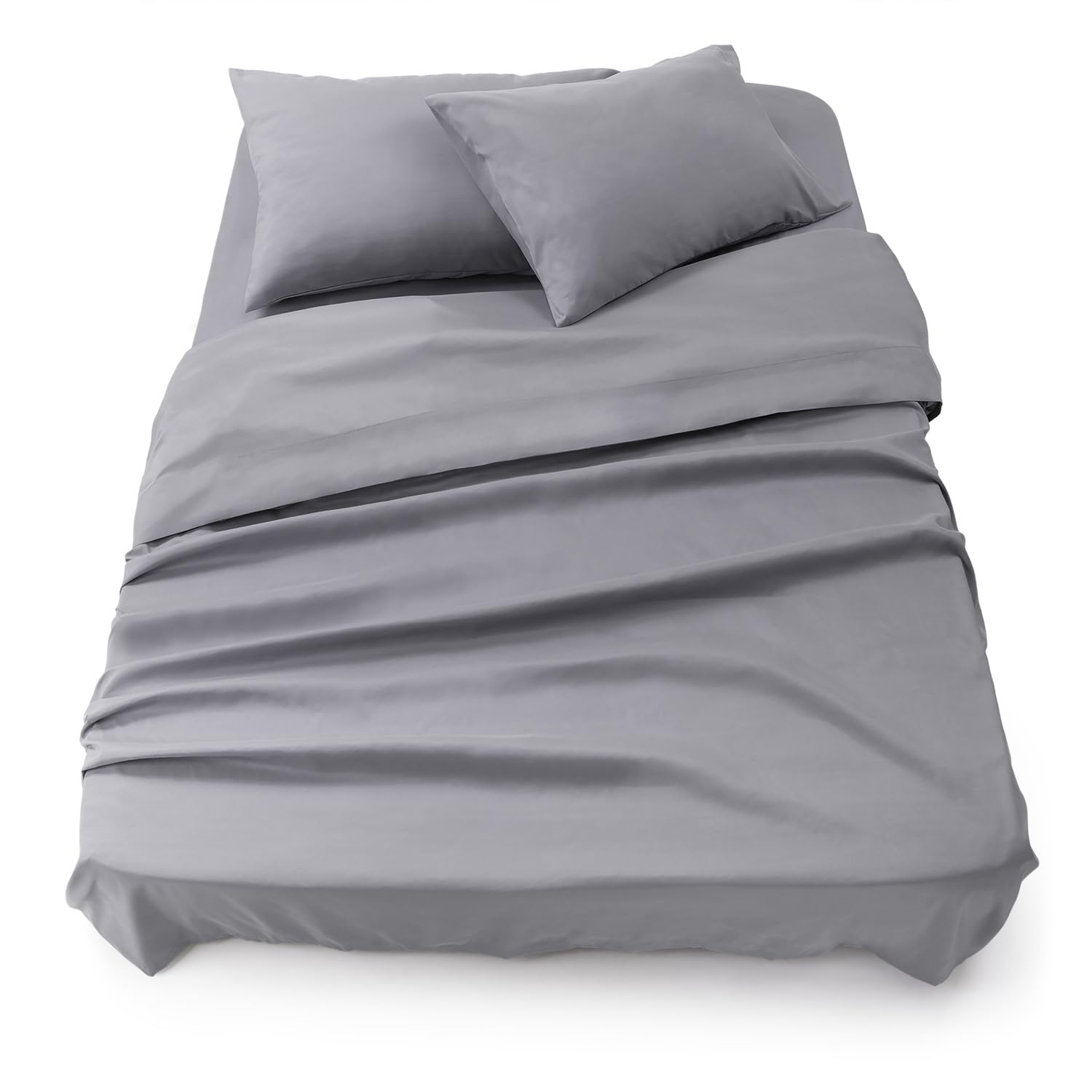 Blumtal Completo lenzuola matrimoniali 3pz - completo letto matrimoniale certificato OEKO-TEX - lenzuolo con angoli 180x200x30cm + lenzuolo 280x275cm + federa cuscino 50x80cm in microfibra - grigio