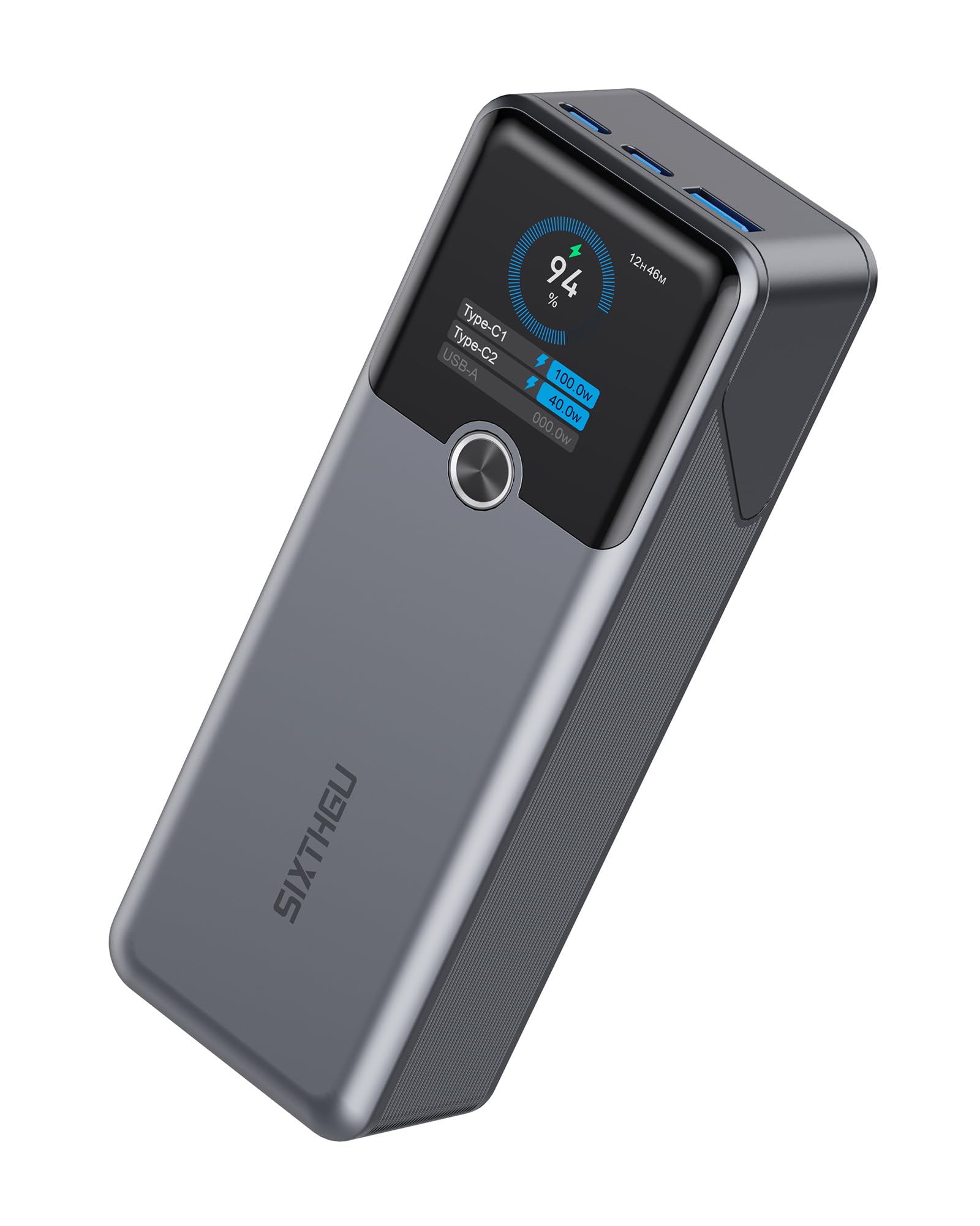 SIXTHGU 140W Power Bank, 20000mAh Laptop Portable Charger with Smart Digital Display and PD/QC3.0 Fast Charging, 3-Port Output for MacBook, Dell, iPhone 16/15/14 Series, Samsung, iPad, AirPods More