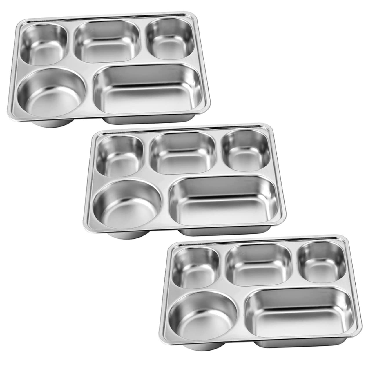ABOOFAN Platos de Almuerzo Seccionados de Acero Inoxidable, 3 Piezas