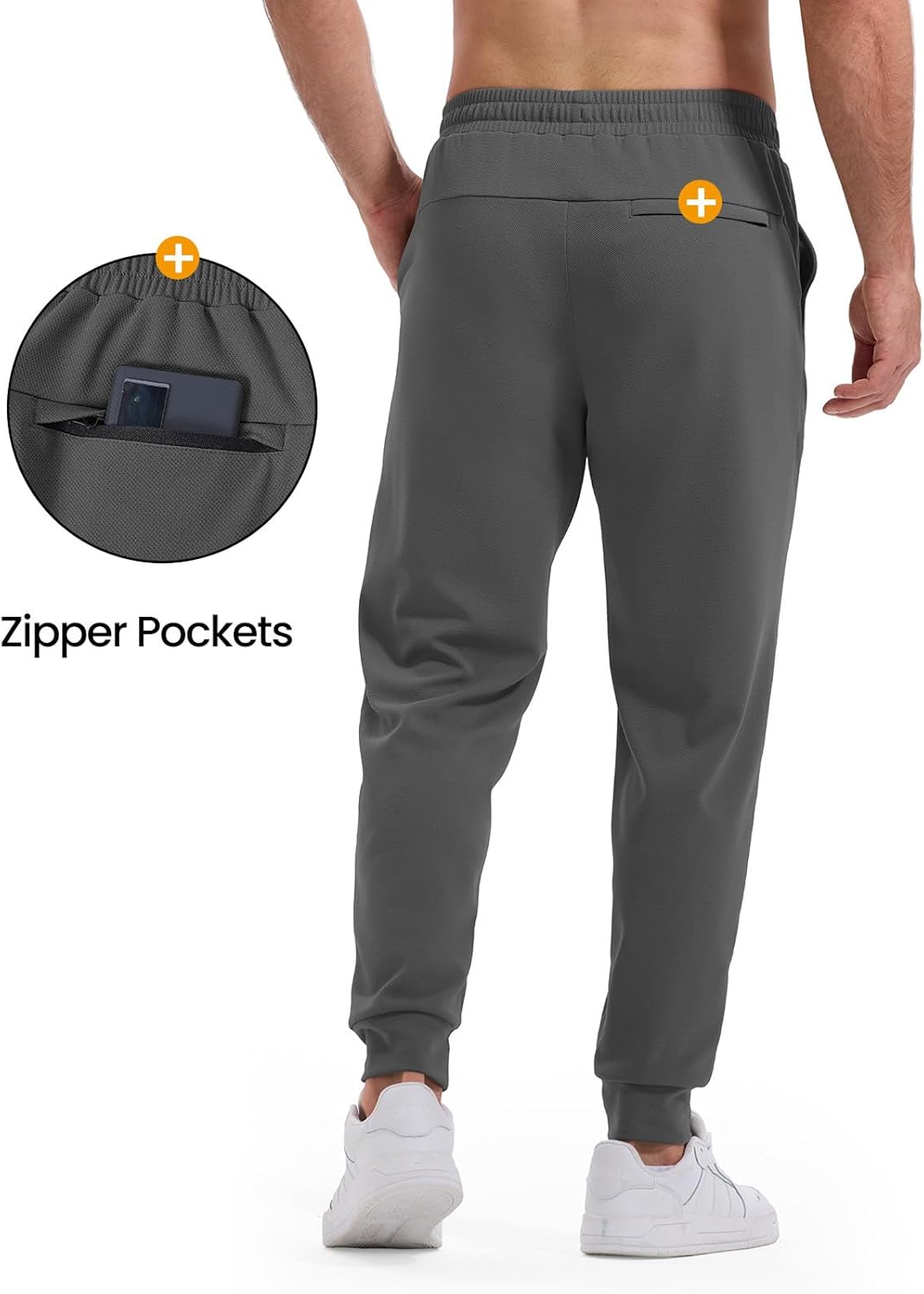 Rdruko Men's Joggers Pants with Zipper Pockets Stretch Tapered Track Pants Athletic Casual Sweatpants for Gym Running - Image 3