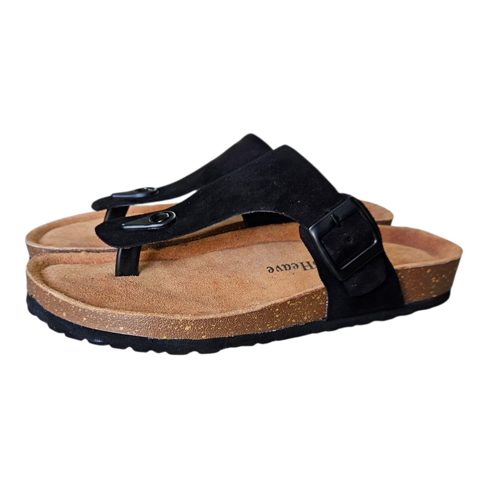upheave Men Suede Leather Sandals | Cork Sole | Cushioned Footbed | Comfortable | Casual Slip-on Sandals-picture-34