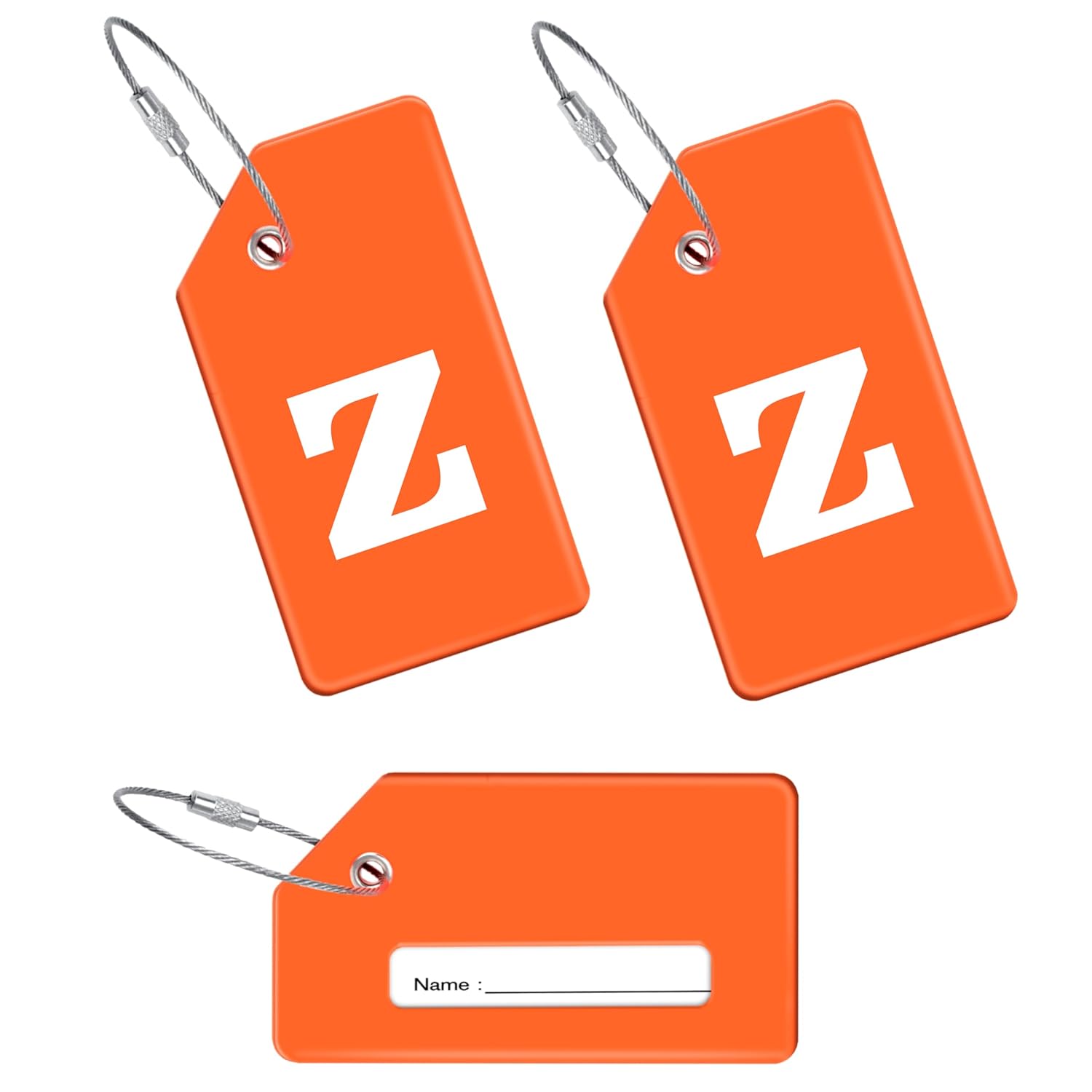 Storite Pack of 3 Silicon Luggage Tags with Steel Loop for Travel Suitcase & Trolley Bags for Easily Identification of Bags – Letter Z
