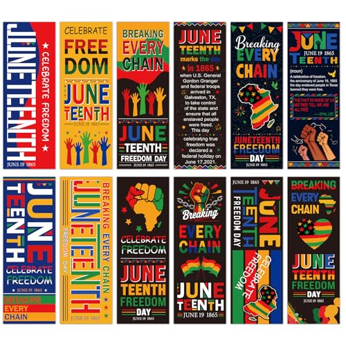 Wxiben Juneteenth Bookmarks Gifts Set - 120 Pcs Freedom Day Bookmarks 1865 African American Book Marks Page Marker Clip Inspirational Favors for June 19th Office School Home Party Supplies