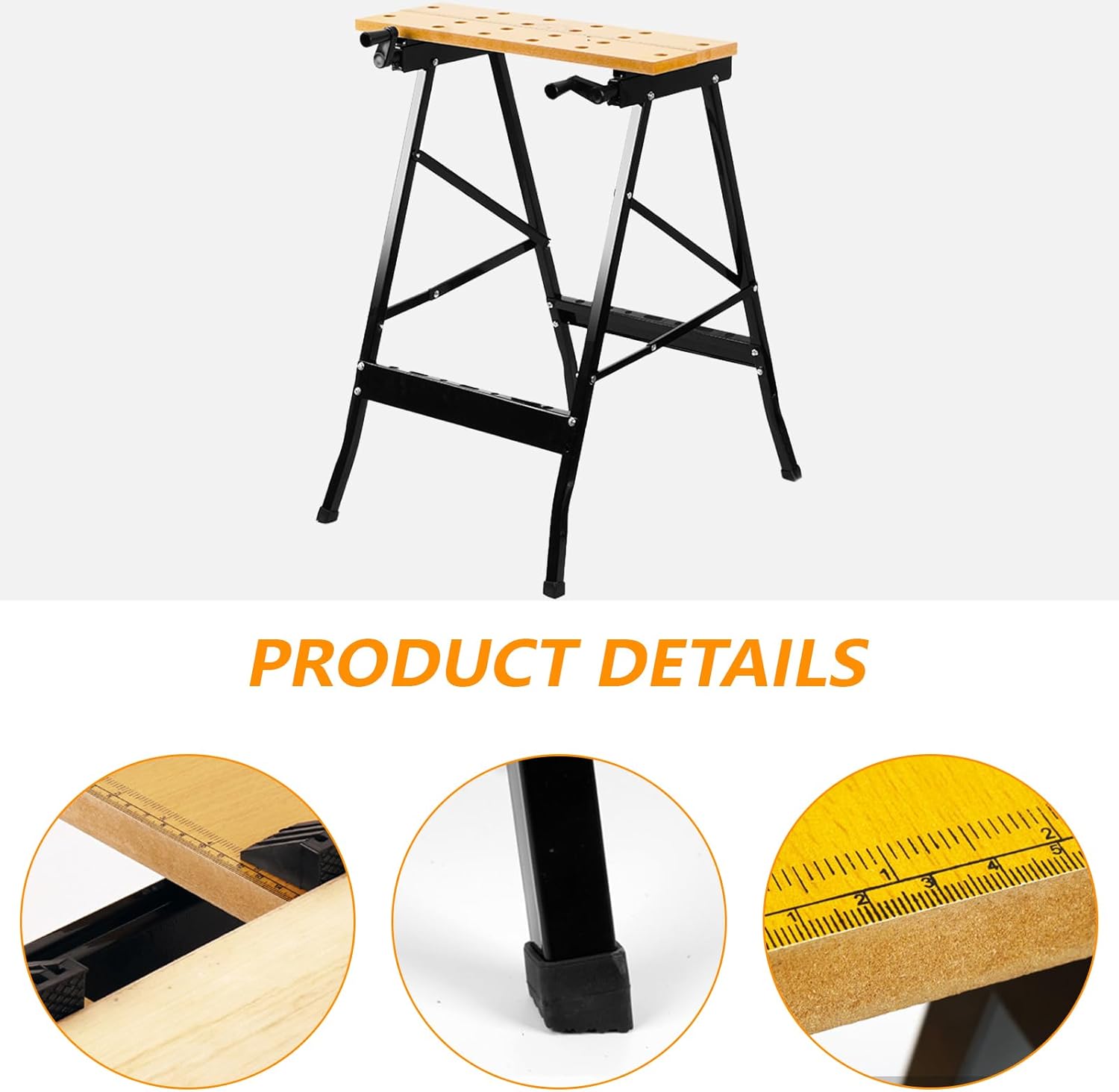Portable Folding Work Table Tool Storage Stand Workbench with Clamp for Home Improvement Woodworking Portable