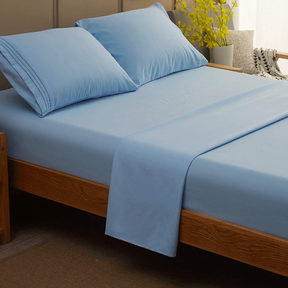 SONORO KATEBed Sheet Set Super Soft Microfiber 1800 Thread Count Luxury Egyptian Sheets Fit 18 - 24 Inch Deep Pocket Mattress Wrinkle and Hypoallergenic-4 Piece (Lake Blue, King)