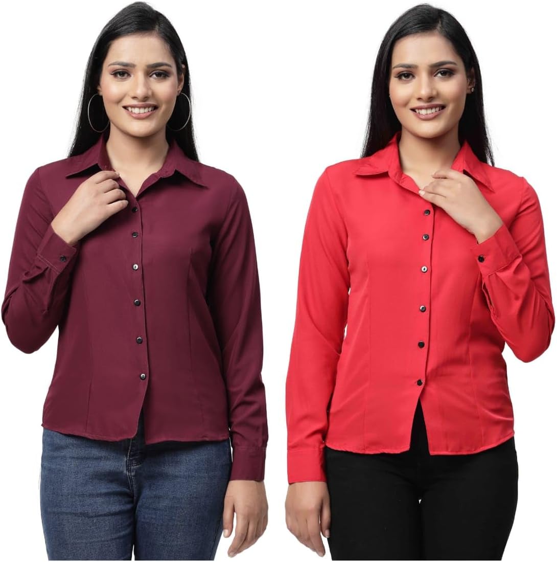 lizaray Maroon and red Formal Shirt