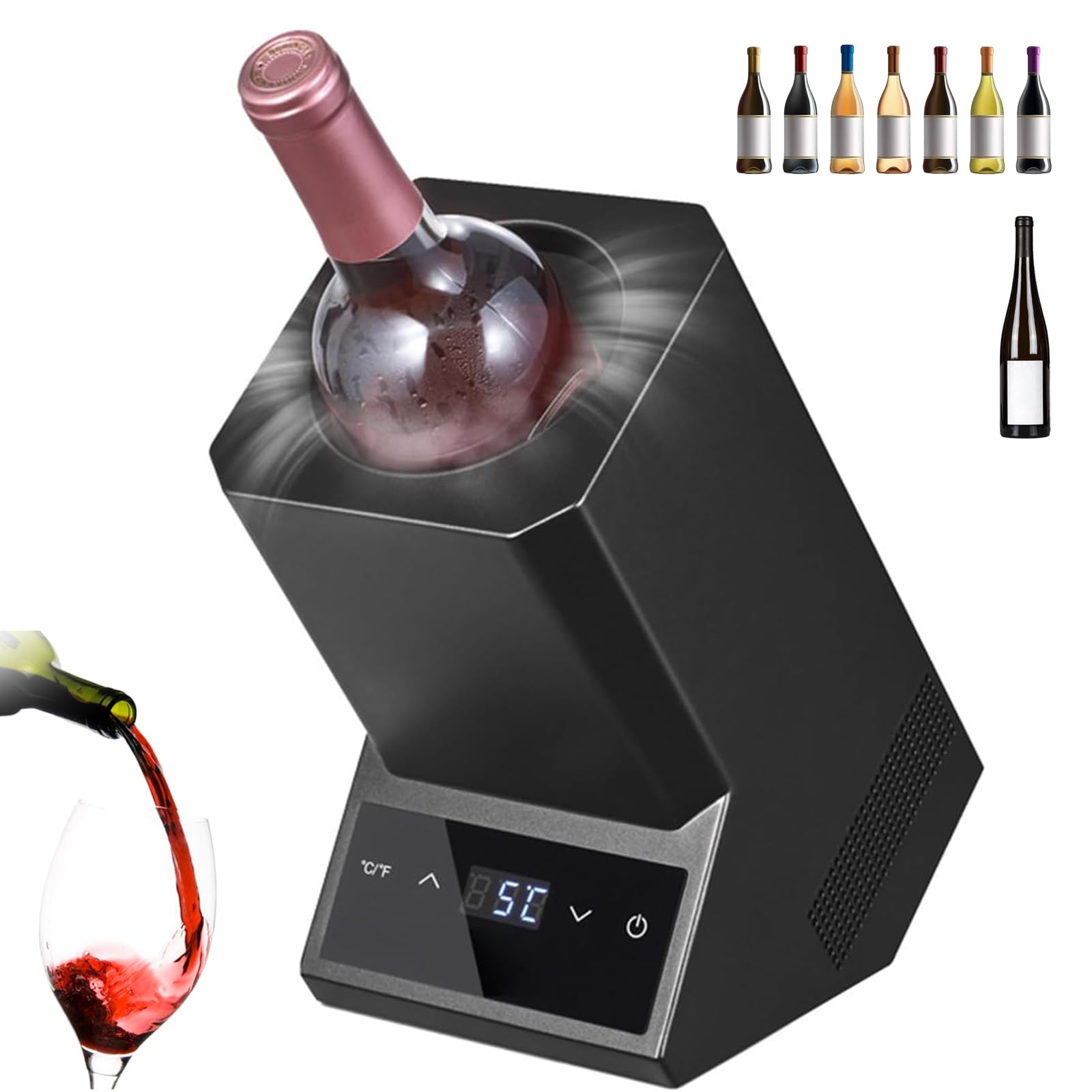 Enfriador de vino eléctrico en acero inoxidable con aislamiento premium para botellas