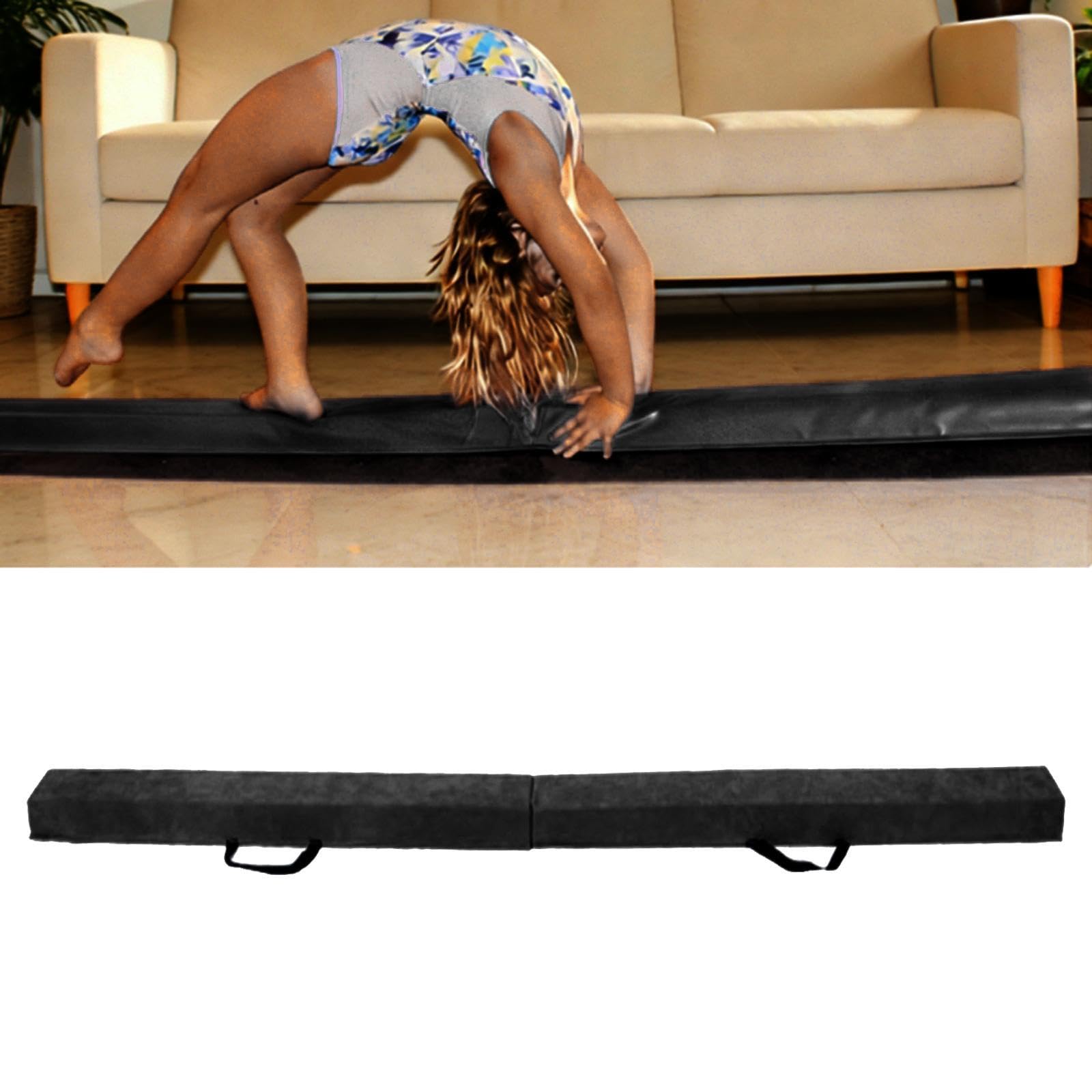 Balance Beam for Kids Gymnastics Equipment for Family Room Kindergarten Home Black-image-17