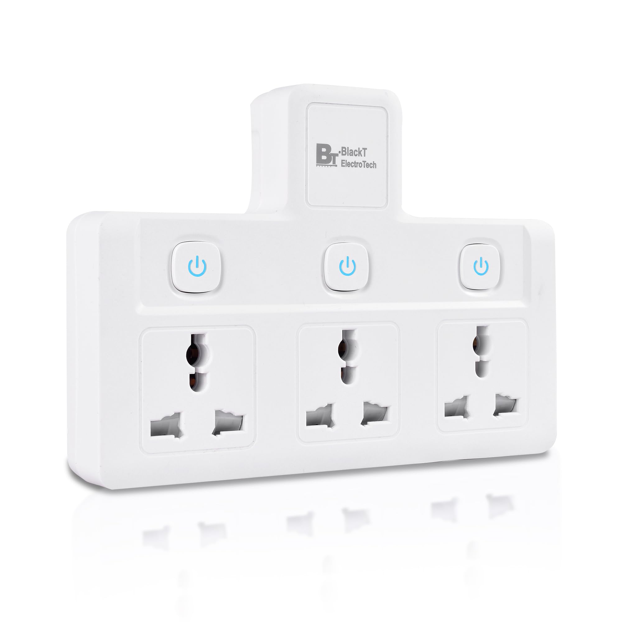 Blackt Electrotech (BTPS2) Multi Plug Socket Extension with Shelf - 2500W 10A Wall Adapter for Home, Office, Kitchen - Cordless Power Extension with LED Indicator (3 Socket Multi Plug)-image-21