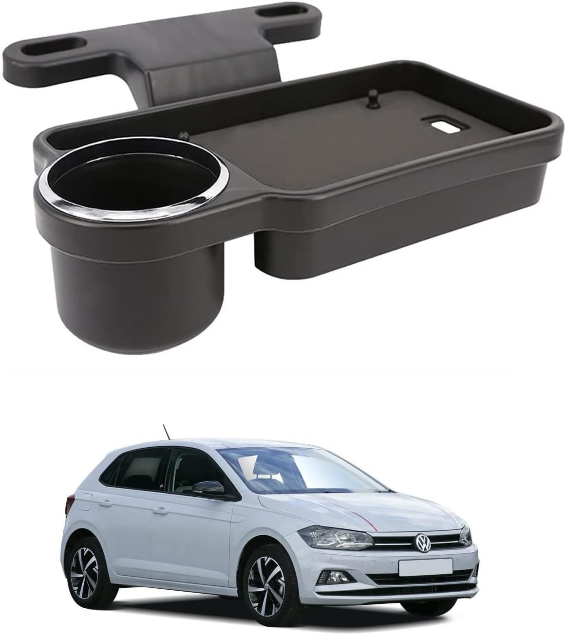 Oshotto (FT-04) Foldable Car Auto Headrest Rear Back Seat Table Drink Food Cup Tray Holder Compatible with Volkswagen Polo - Black