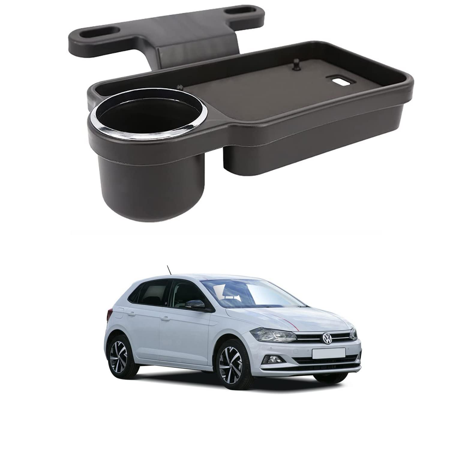 Oshotto (FT-04) Foldable Car Auto Headrest Rear Back Seat Table Drink Food Cup Tray Holder Compatible with Volkswagen Polo - Black