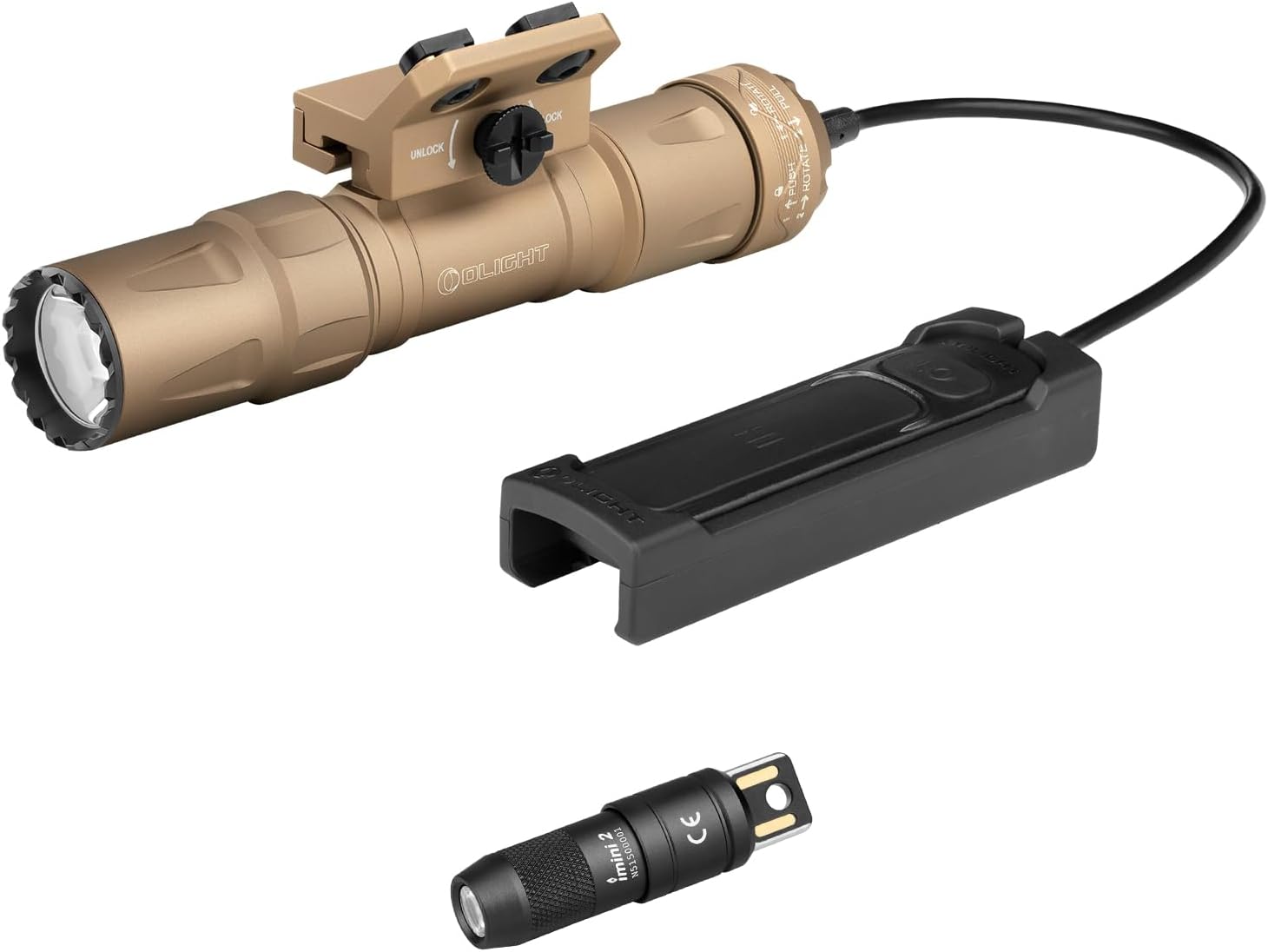 OLIGHT Odin S 1500 Lumens MLOK Rail Mounted Weaponlight Rechargeable Tactical Flashlight Bundle IMINI 2 EDC Rechargeable Keychain Flashlight