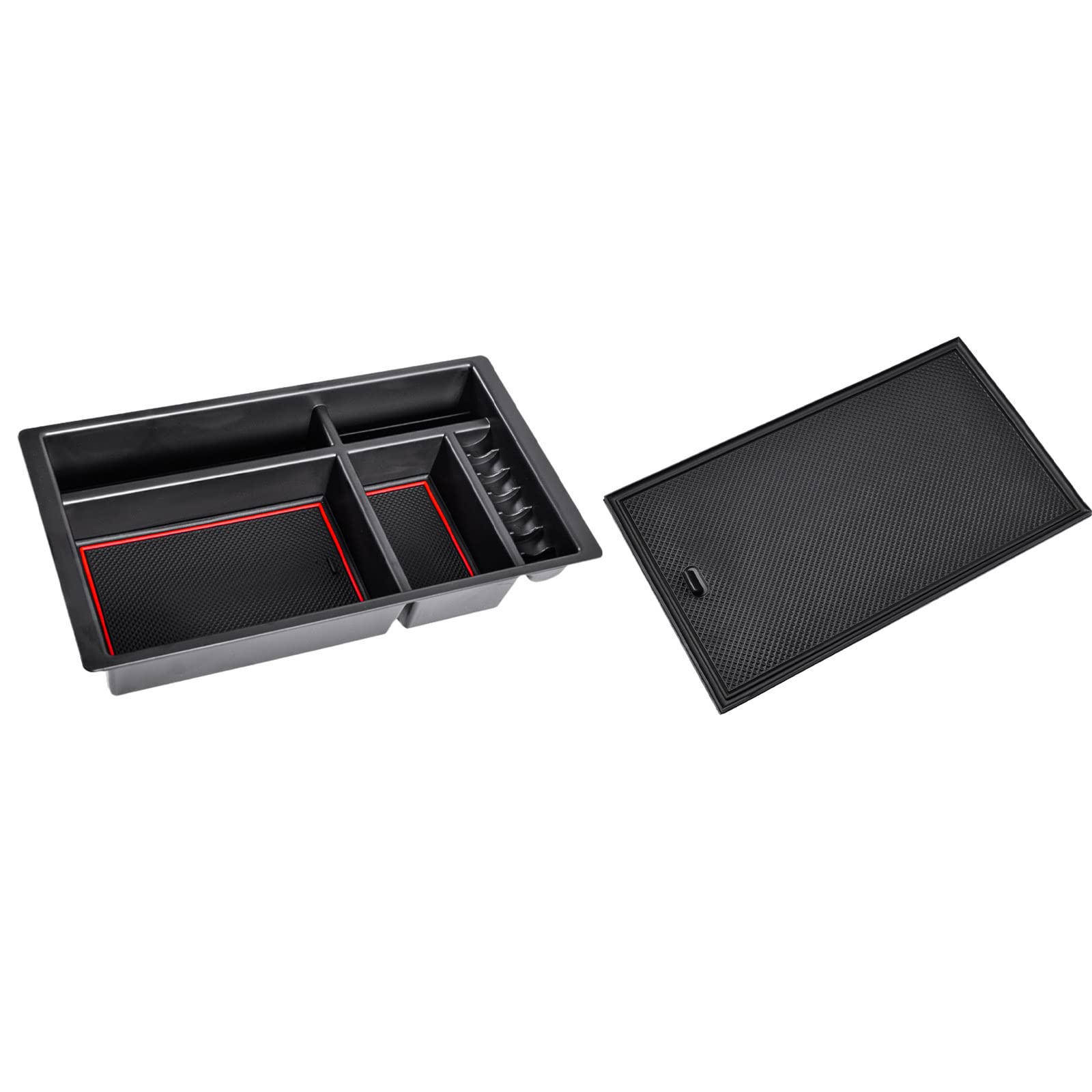 Center Console Organizer For 2014-2018 Chevy Silverado 1500 / GMC Sierra 1500 Accessories And 2015-2019 Sierra/Silverado 2500/3500HD And 15-2020 Yukon/Yukon XL/Tahoe/Suburban Armrest Storage Box Black