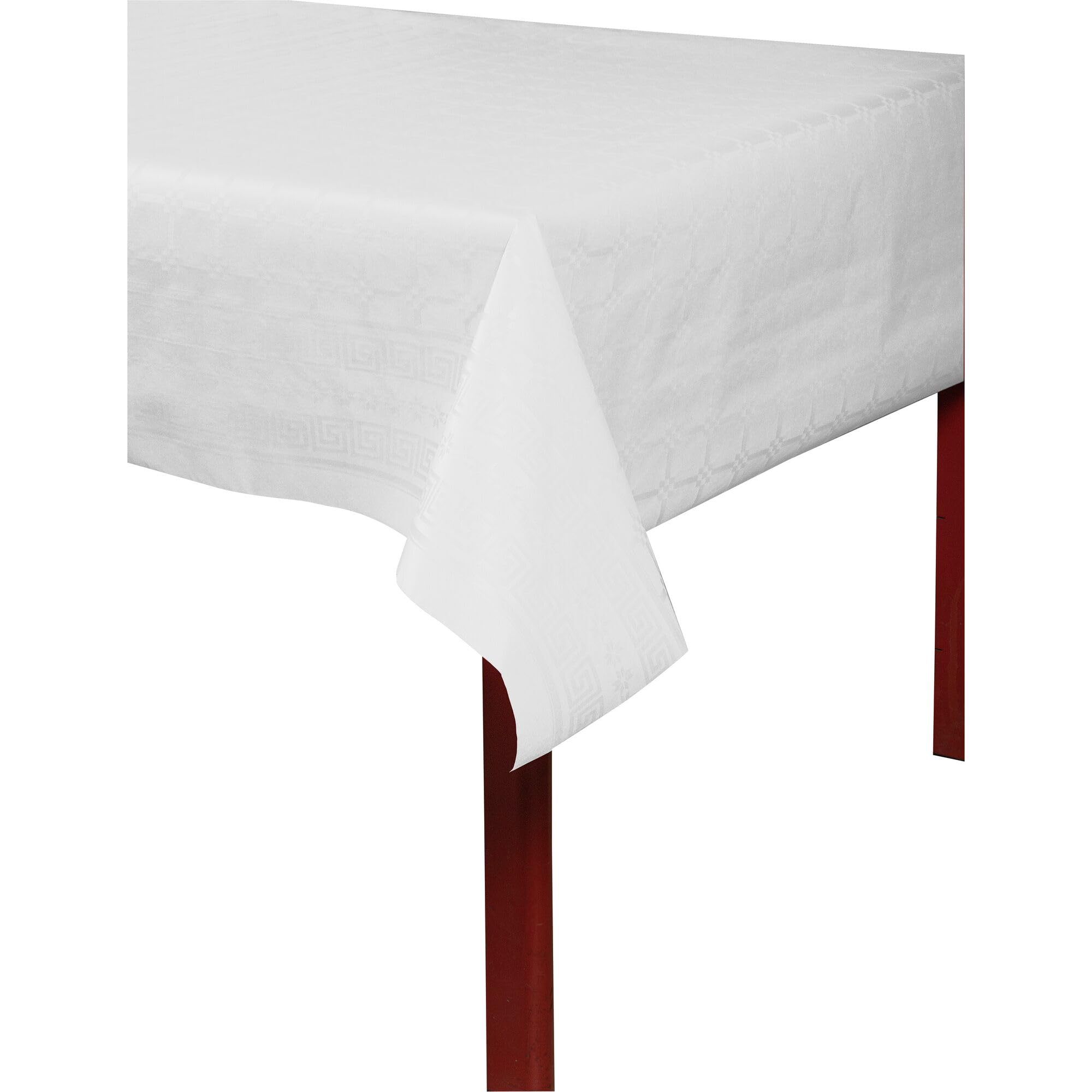 Pronappe - Réf. R480001I - 1 Nappe jetable papier damassé en rouleau 100 M de long X 1,18 M de large - Papier damassé au motif universel chic et classique - Couleur blanche