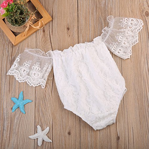 Newborn Baby Girl Lace Romper White Off-shoulder Embroidery Bodysuits Outfit Clothes3