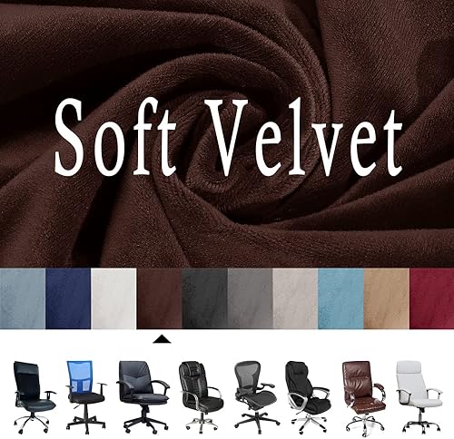 Miniatura 3 de ITFRO Funda para silla de oficina de 3 piezas con fundas para reposabrazos, funda de terciopelo para silla de escritorio de computadora con