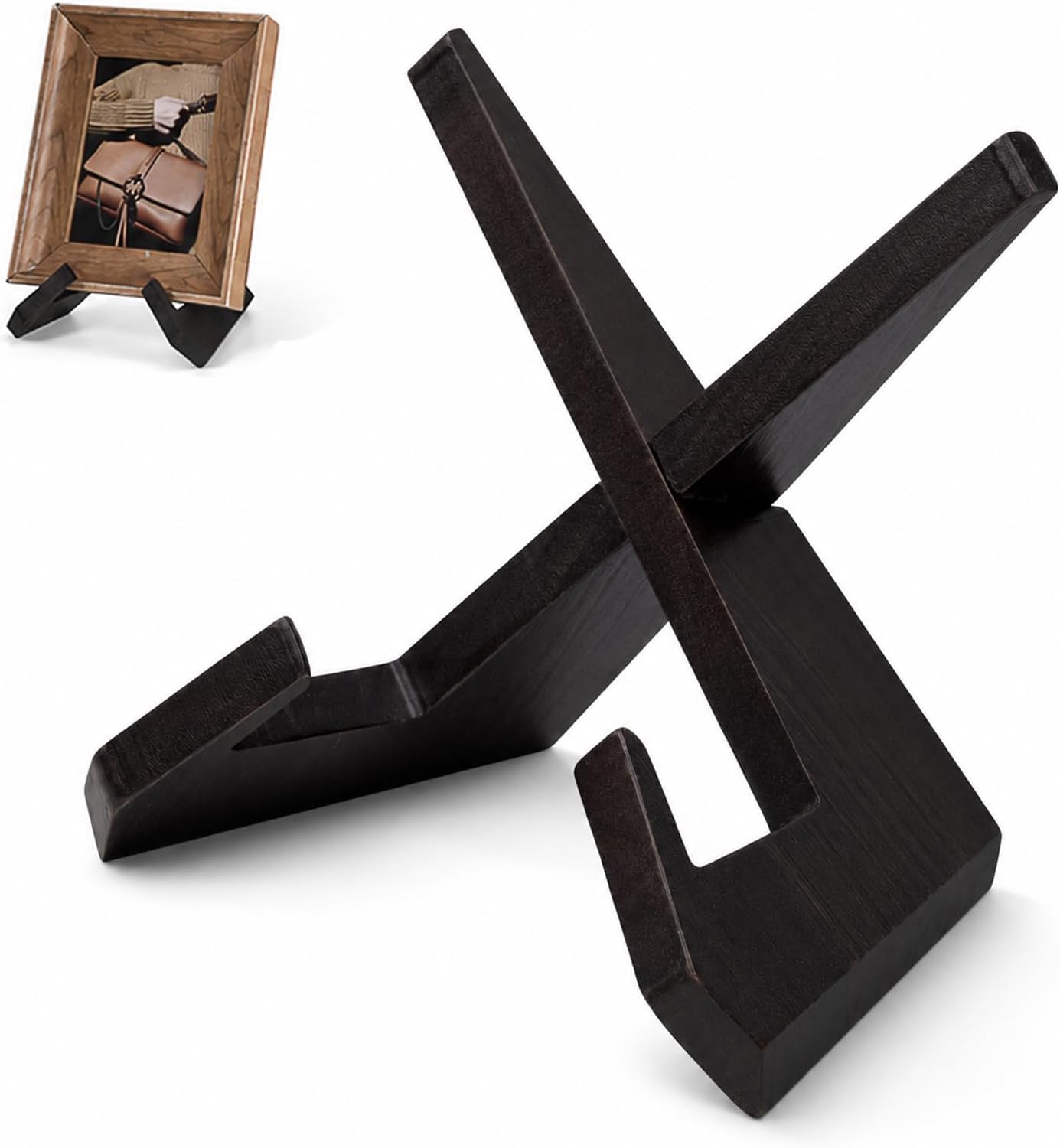 JJUNW Cookbook Stand for Kitchen, Black Wood Cookbook Stand for Display