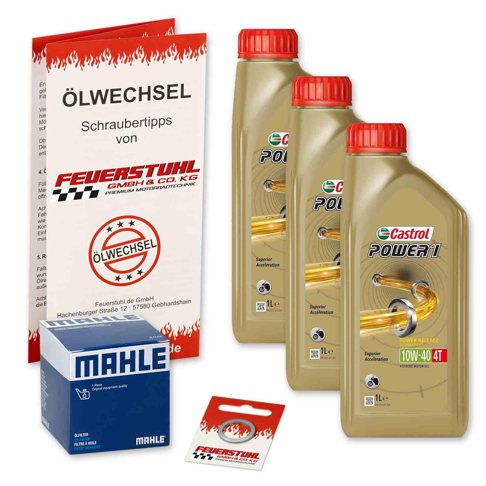 Öl & Ölfilter für Honda CMX 500 Rebel, 2017-2023 (PC56), Ölwechsel Set, Castrol 10W-40 Motoröl + Mahle Filter + Dichtring(e)