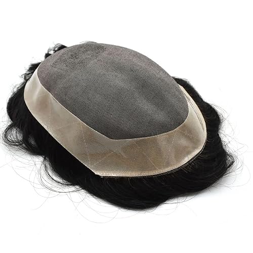Miniatura 4 de Sistema de reemplazo de piezas de cabello para hombre, cabello humano real, mono tupé fino para hombres, línea capilar natural, extensiones de
