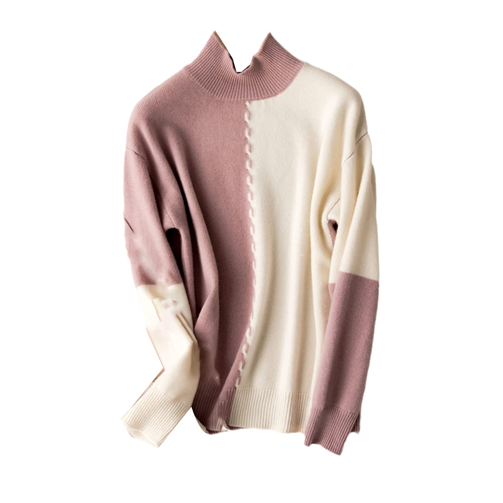 Maglione da donna in cashmere con collo alto sciolto e collo caldo