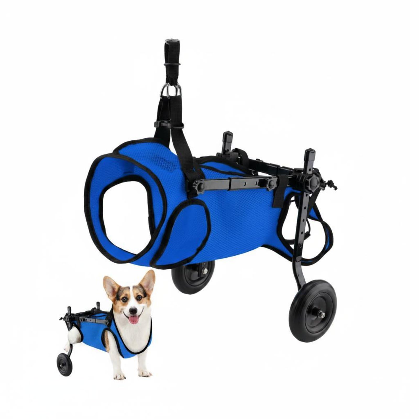 Adjustable Frame Dog Wheelchair Lightweight Pet Mobility Cart Breathable Material Dog Walking Wheels for Disabled Pets, Small Dogs, M-image-43