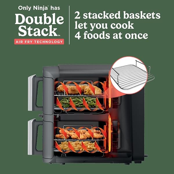 Ninja DoubleStack XL Smart Air Fryer, 10 Qt, 6-in-1, Grey, SL451 - 1