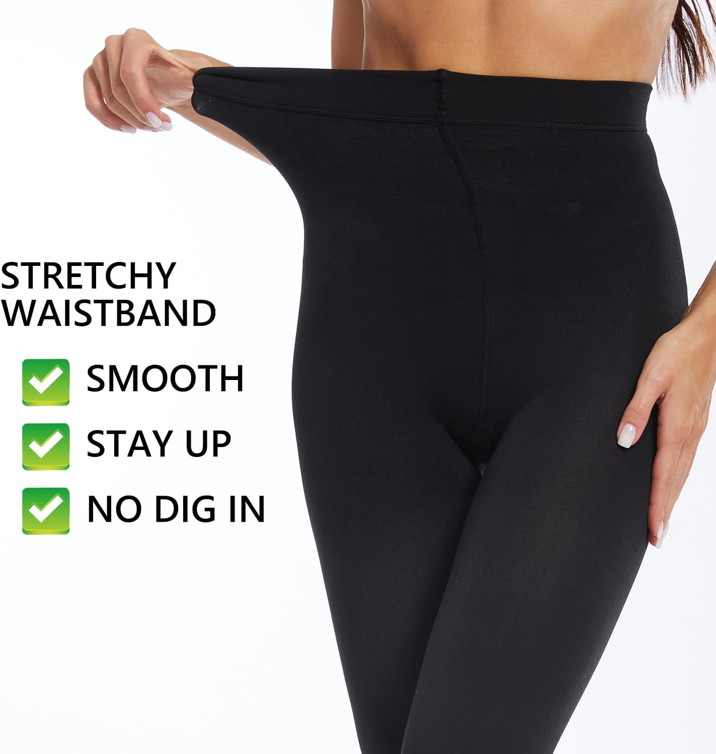 Citystl 2 Pairs Fleece Lined Tights for Women, 120D Black Opaque Warm Tights with Control Top - Image 5