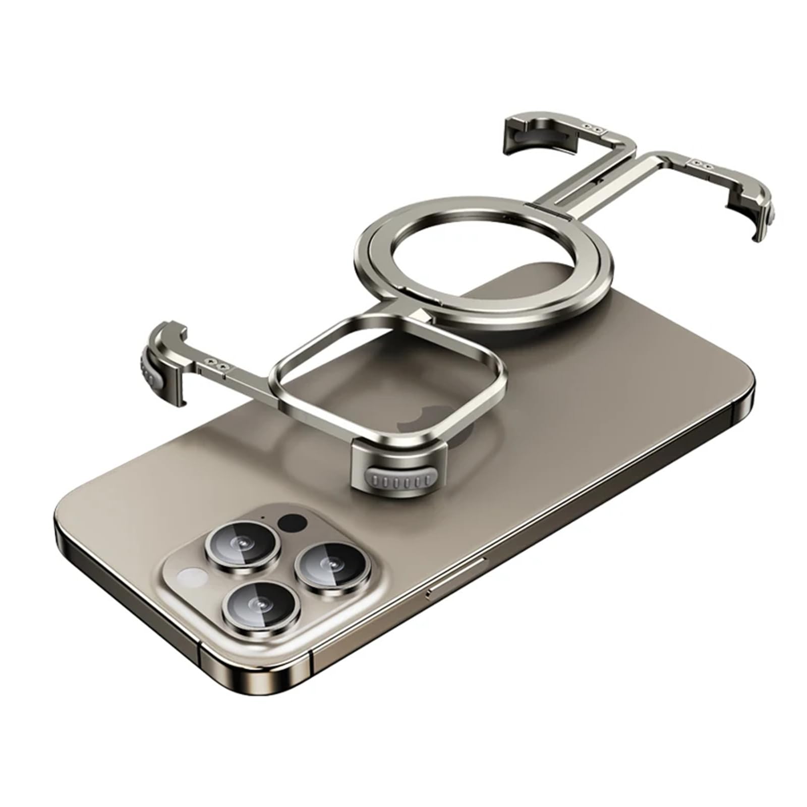 Coque iPhone 15 Pro MagSafe en aluminium titanium avec béquille intégrée