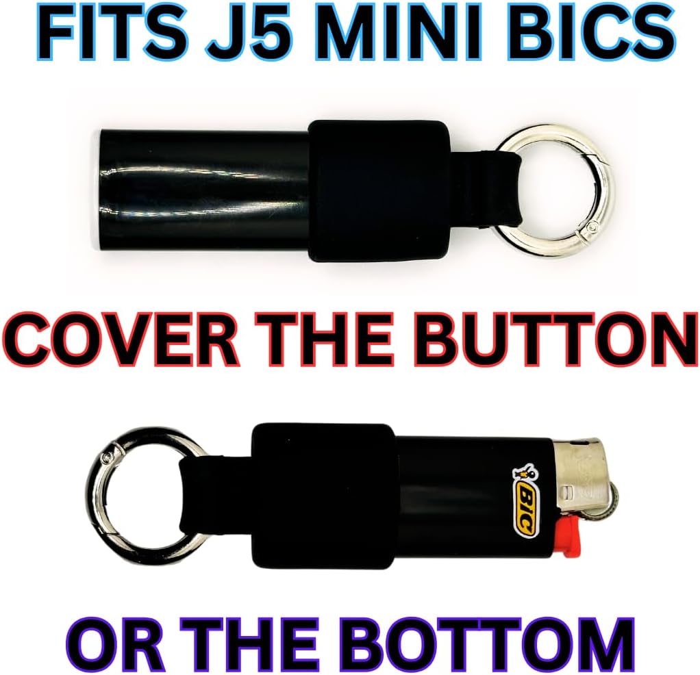 Mini Keychain Lighter Holder J5 Case, Black, 2 Pack