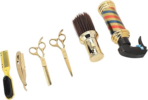 Miniatura 7 de Tijeras de peluquería, tijeras de adelgazamiento, 6 piezas, peine para barba, soporte para cuchillos, botella de pulverización, cepillo de plumero,