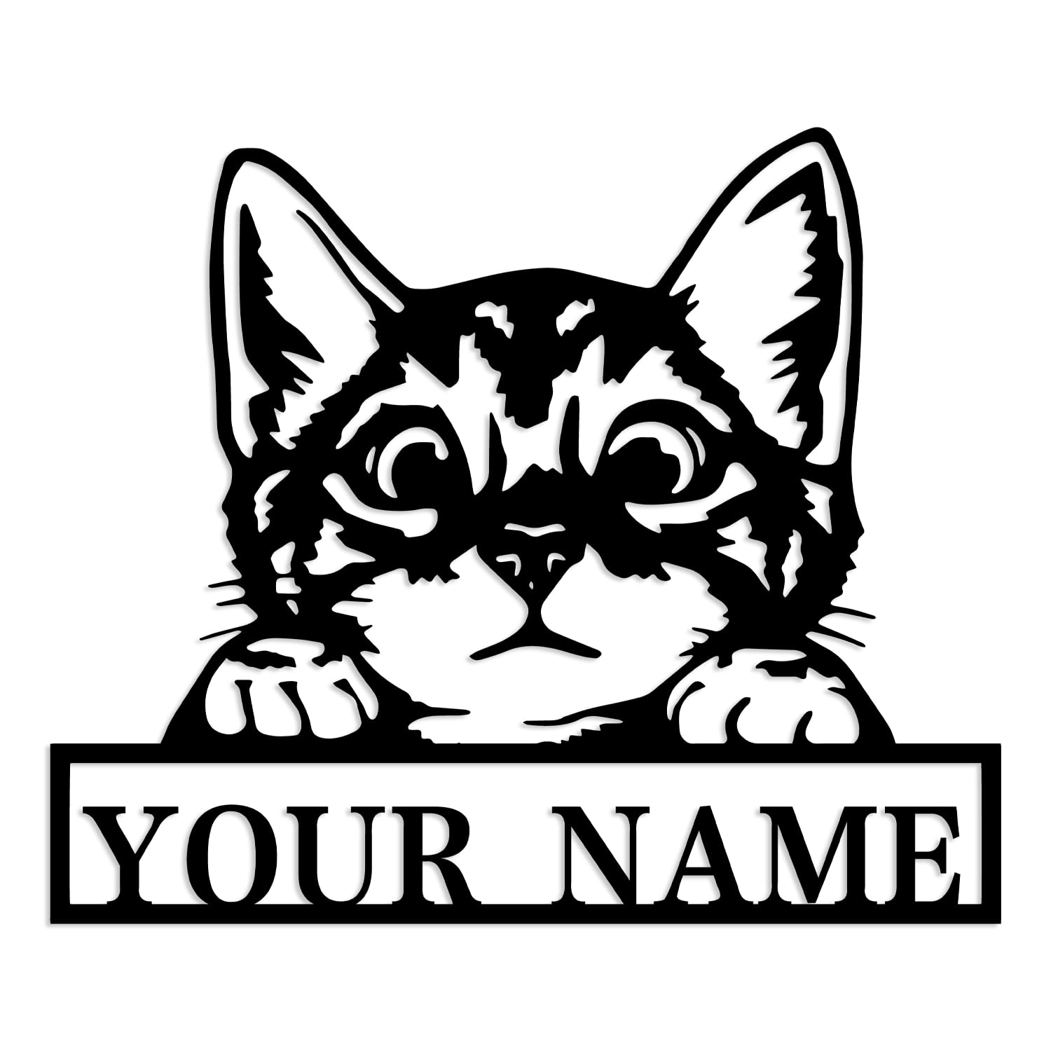 Kissesuu Cat G Custom Butterfly Flower Lazy Cat Metal Sign, Custom Cat Metal Sign,Personalized Cat Name Sign, Cat Address Number Wall Art,Metal Wall Decor, Home Decor, Address Number Sign, Cat Lover Gift (Cat G)
