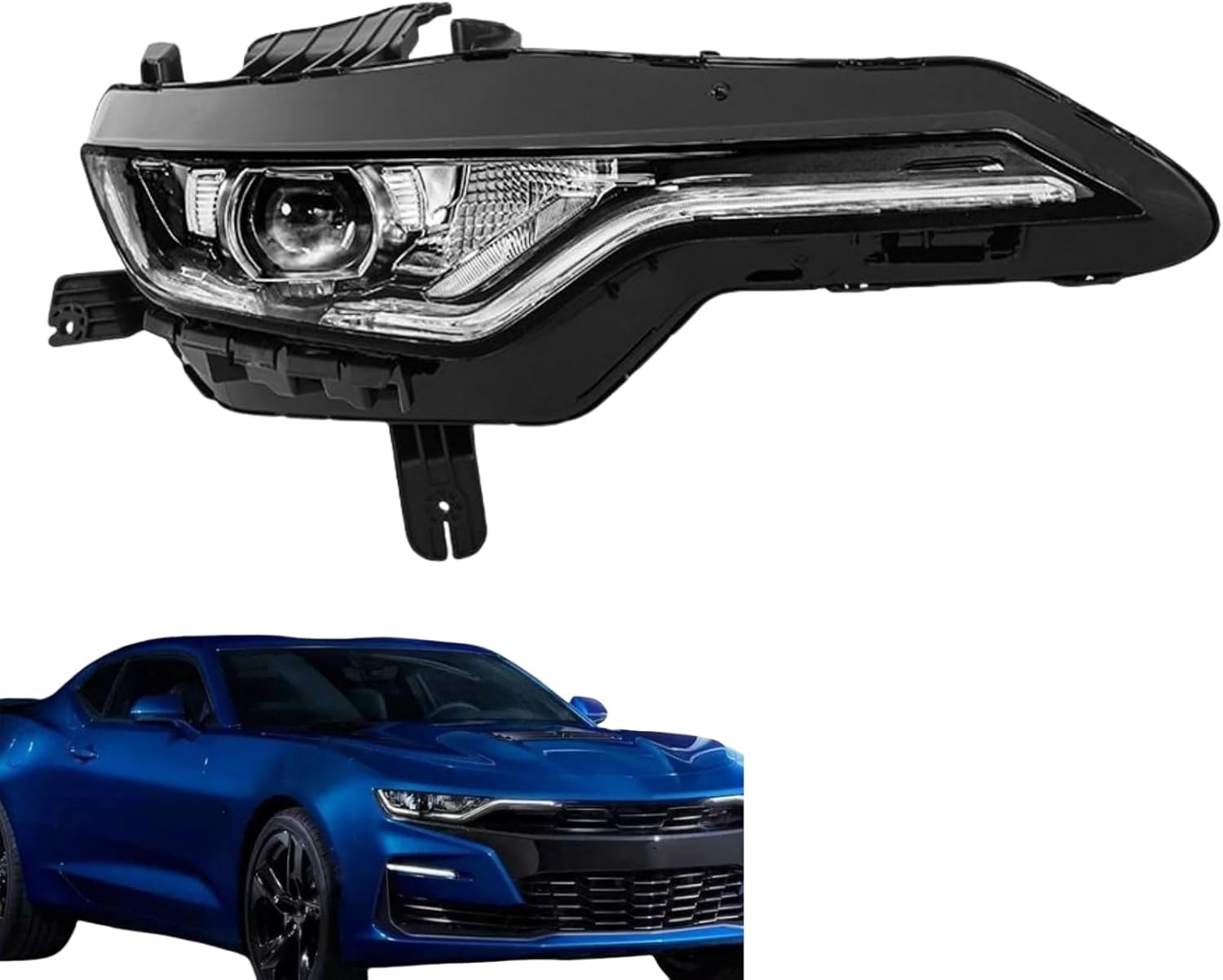 1 Pack Headlight Assembly Right Side Replacement for 2019-2024 Ca-maro SS 1SS 2SS RS Headlamp 84756148