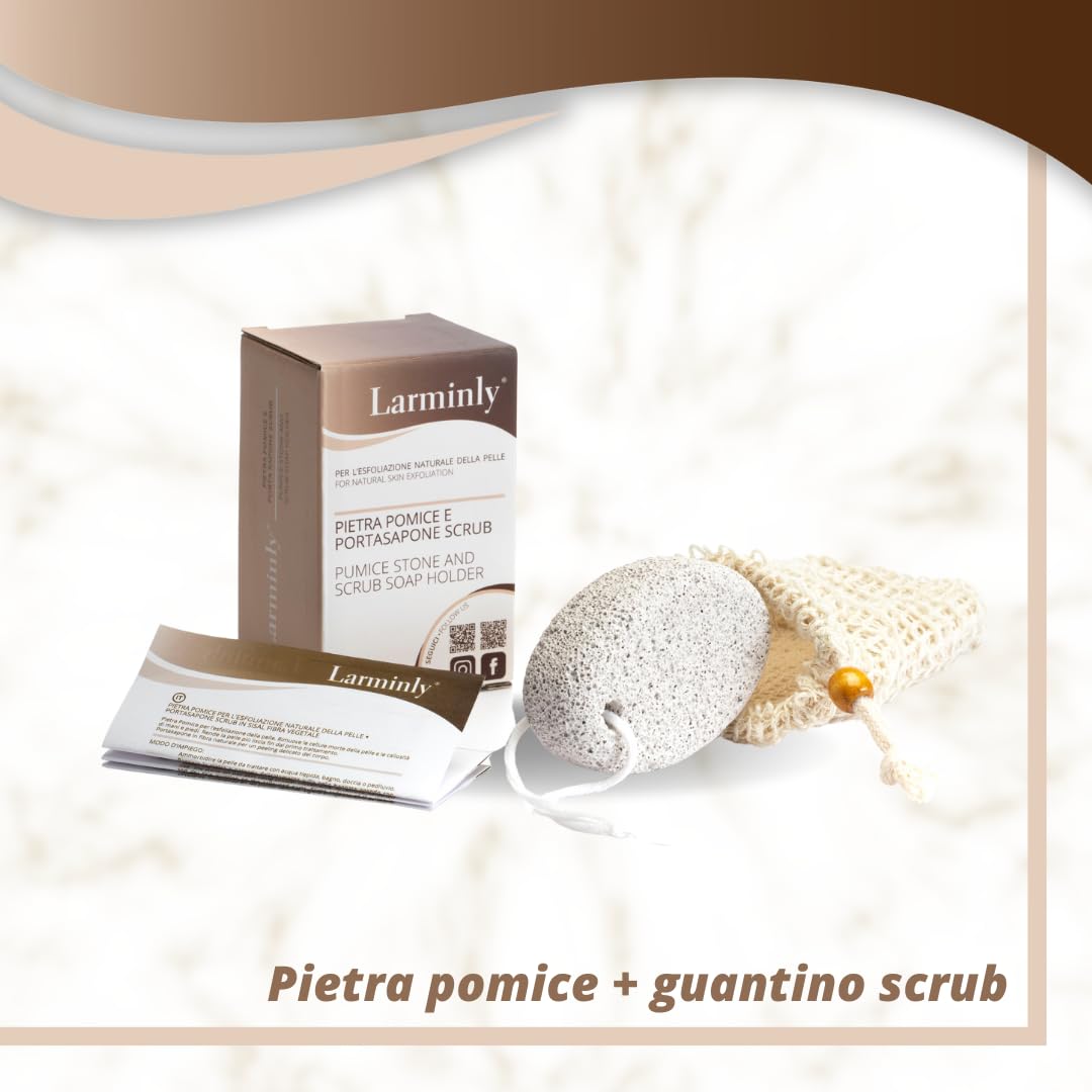 Pietra Pomice Origine Naturale per Piedi Rimuove Calli e Talloni Screpolati Pedicure Scrub Piedi Pulizia Talloni in kit con Guanto Scrub Corpo Sisal