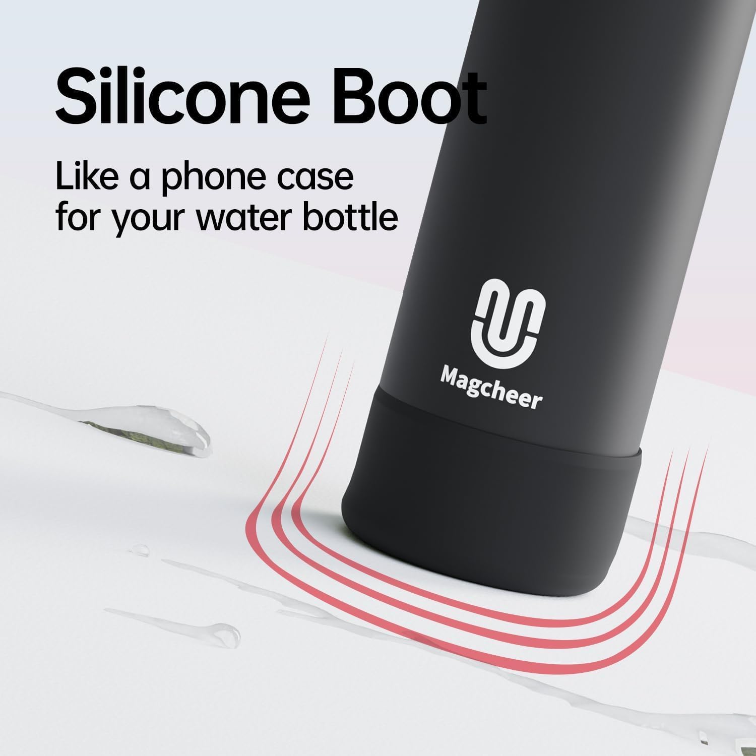 Insulated Magnetic Water Bottle - Reusable Stainless Steel Bottle with MagSafe Compatible Phone Holder - Keeps Cold for 24 Hours - Perfect for Gym, Sports, and Travel - Black 32oz - Image 5