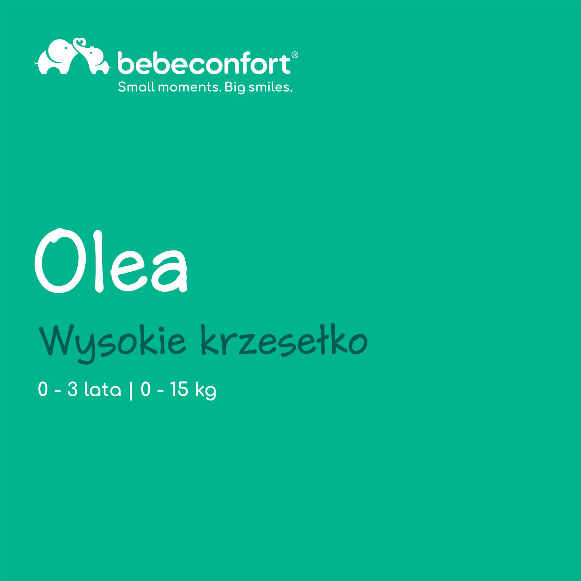 Bebeconfort Olea, Wysokie krzesełko, 0–3 lata, do 15 kg, Regulow. wysokie krzesełko, 9 wys. i 3 poz. odchylenia, Łatwe czyszczenie, Łatwe przesuwanie z 4 obrotowymi kółkami, Składane, Tinted Grey