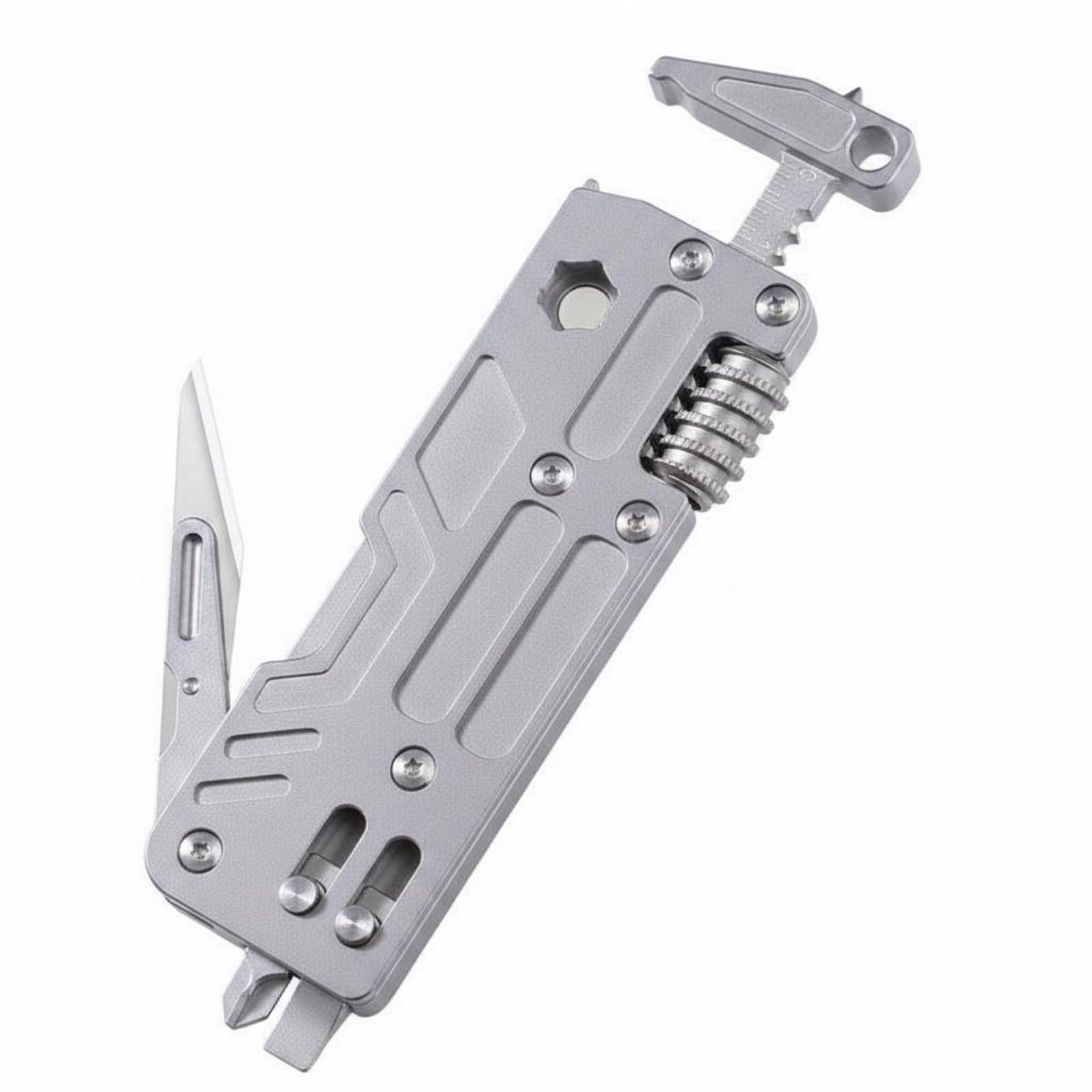 Window Breaker Titanium Alloy Multi-Tool Lightweight Adjustable Wrench Multi-Tool High Hardness Adjustable Wrench Multitool for Everyday Carry, Camping, Emergency, Model A High-End-image-37