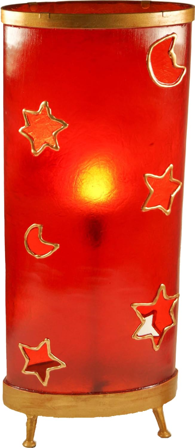 Guru-Shop Lampada Da Tavolo Kokopelli Telescope H1380 Paralume In Fibra Di Vetro Con Stelle E Luna – 61x25x25 Cm - 4