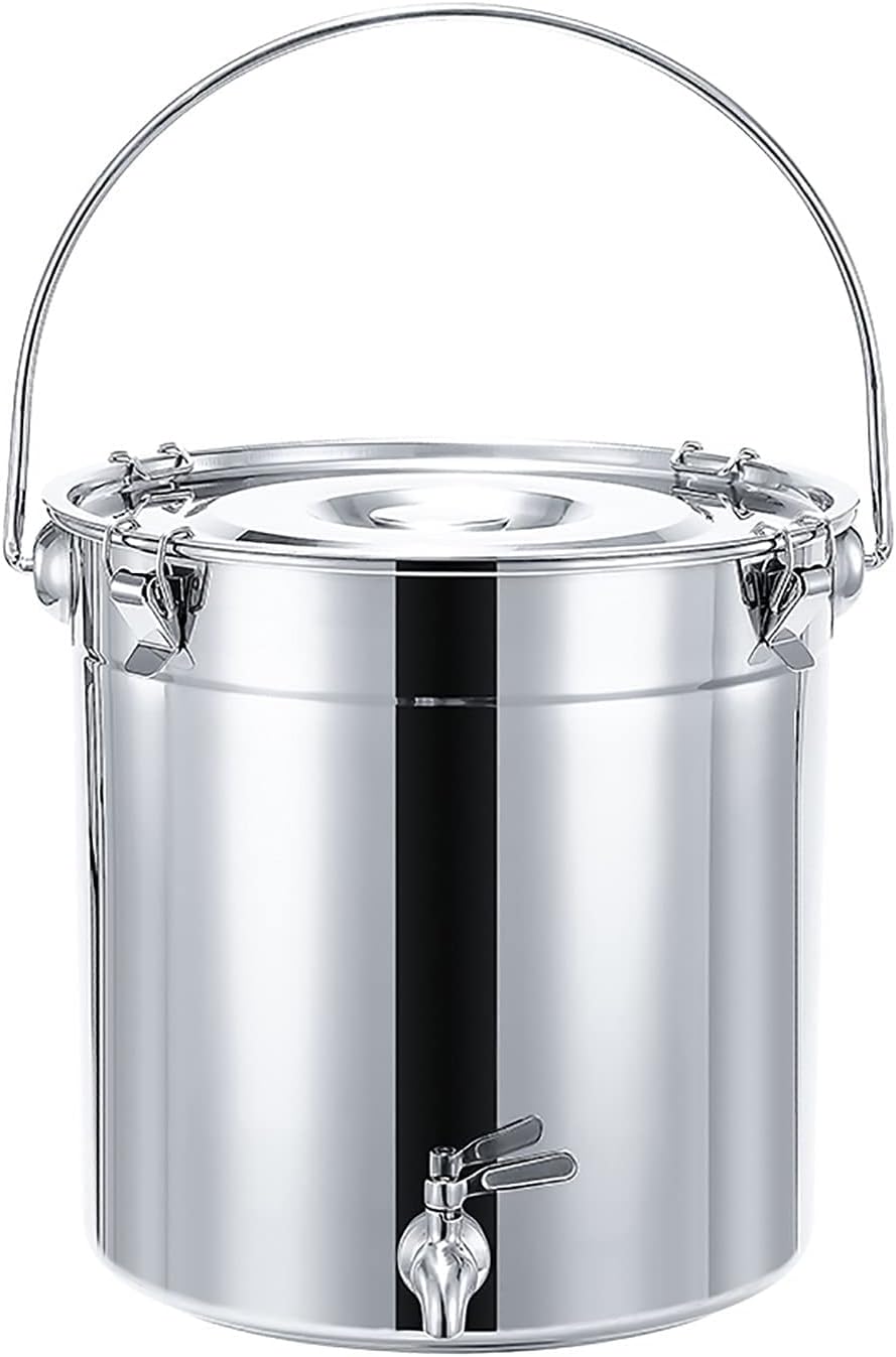 34L Stainless Steel Milk Can - Large Capacity Portable Wine Bucket with Sealed Lid & Spigot, Perfect for Milk Churn, Oil Storage & Beverage Transport, Durable & Versatile