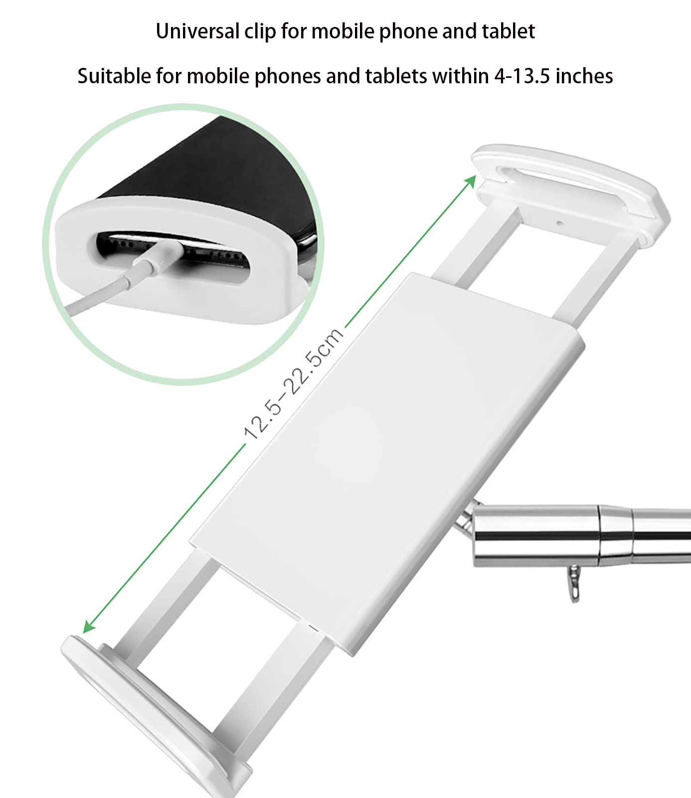Soporte de suelo ajustable con cuello de cisne flexible y rotación de 360 grados para tabletas y teléfonos