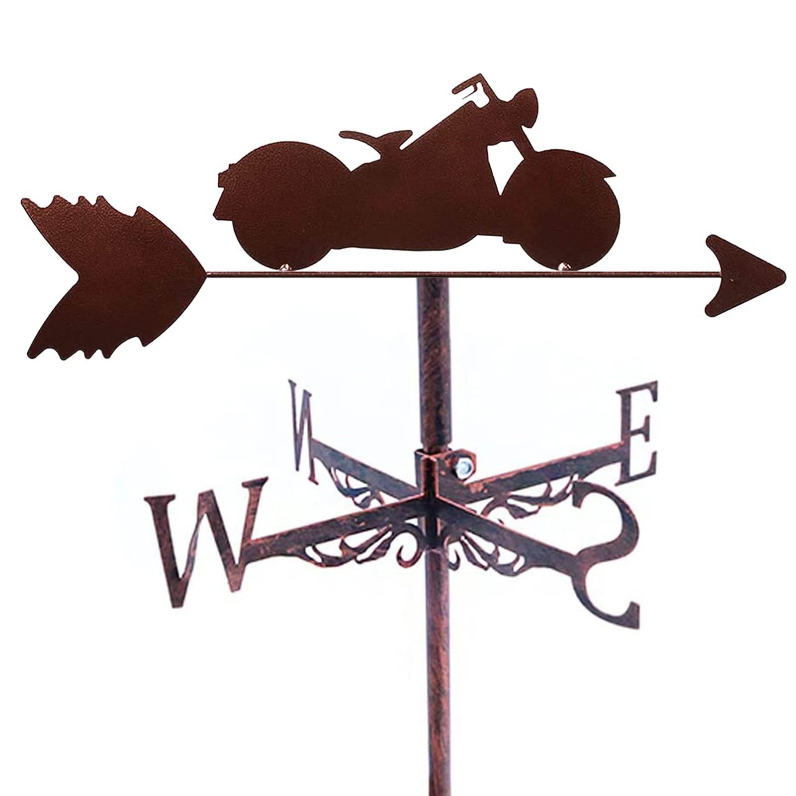 WIQUYBML Motorcycle wind vane with Roof Mount Metal Bracket Weather Vane Wind Direction Indicator Weathercock Outdoor Garden Courtyard Decoration