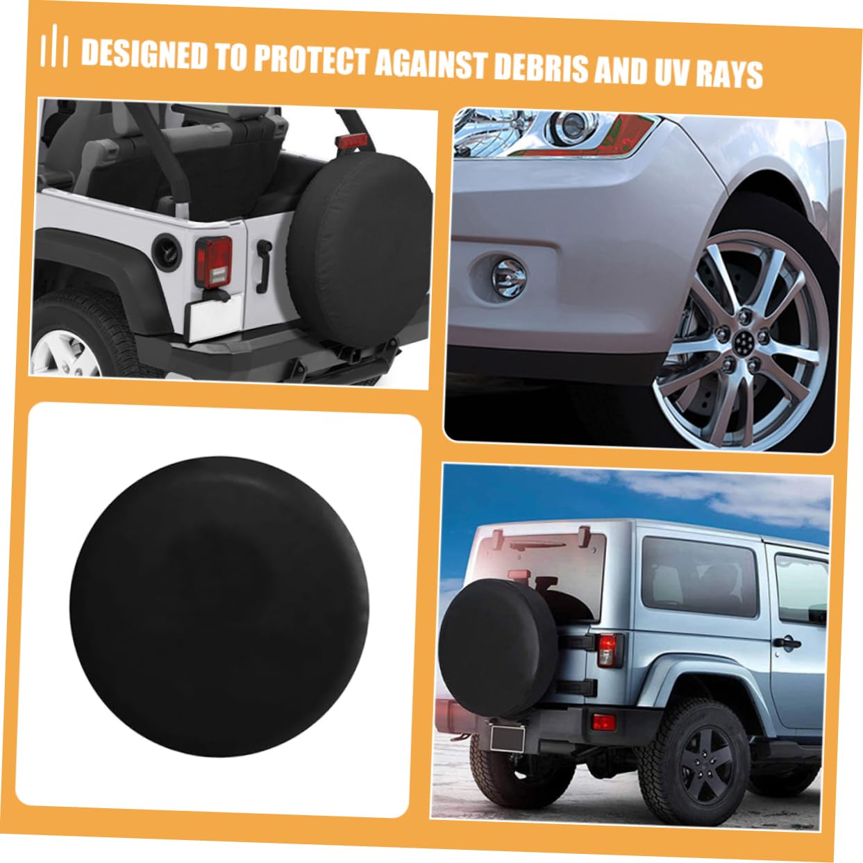 2 Fundas para Neumáticos de Repuesto de PVC Negro, Fácil Instalación, para Coche y Remolque, Accesorio para Vehículo