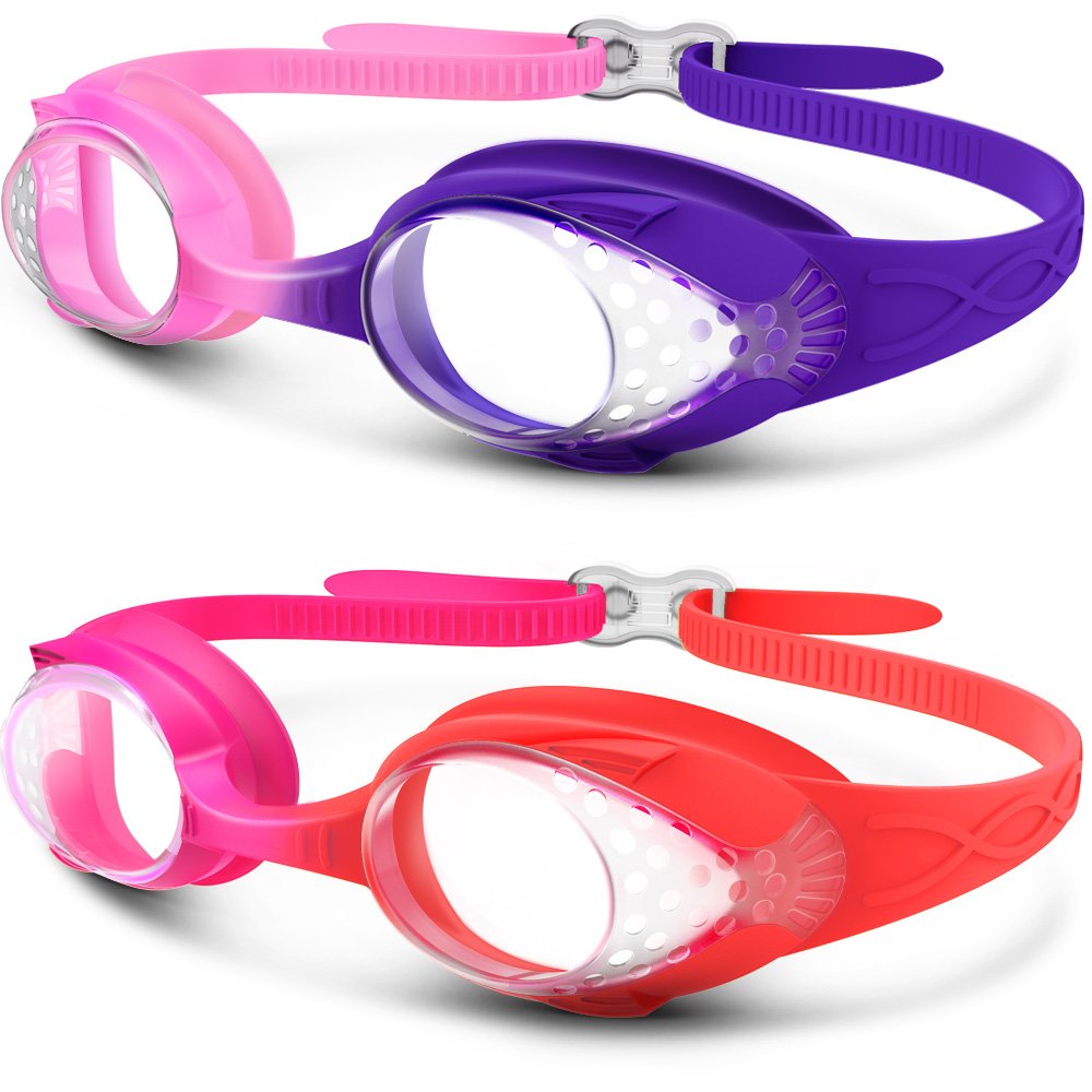 OutdoorMaster Kids Swim Goggles 2 Pack - Quick Adjustable Strap Swimming Goggles for Kids