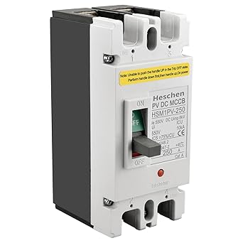 Heschen DC Molded Case Circuit Breaker MCCB, HSM1PV-250, 2 Poles, DC550V 250A, Photovoltaic Circuit Breaker, for Solar PV System Solar Panels Grid System