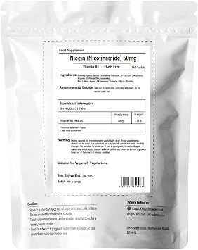 UKHealthHouse Niacin 50mg x 360 Tablets - Vitamin B3, Nicotinamide, Suitable for Vegans & Vegetarians Supplement, High Strength Pills