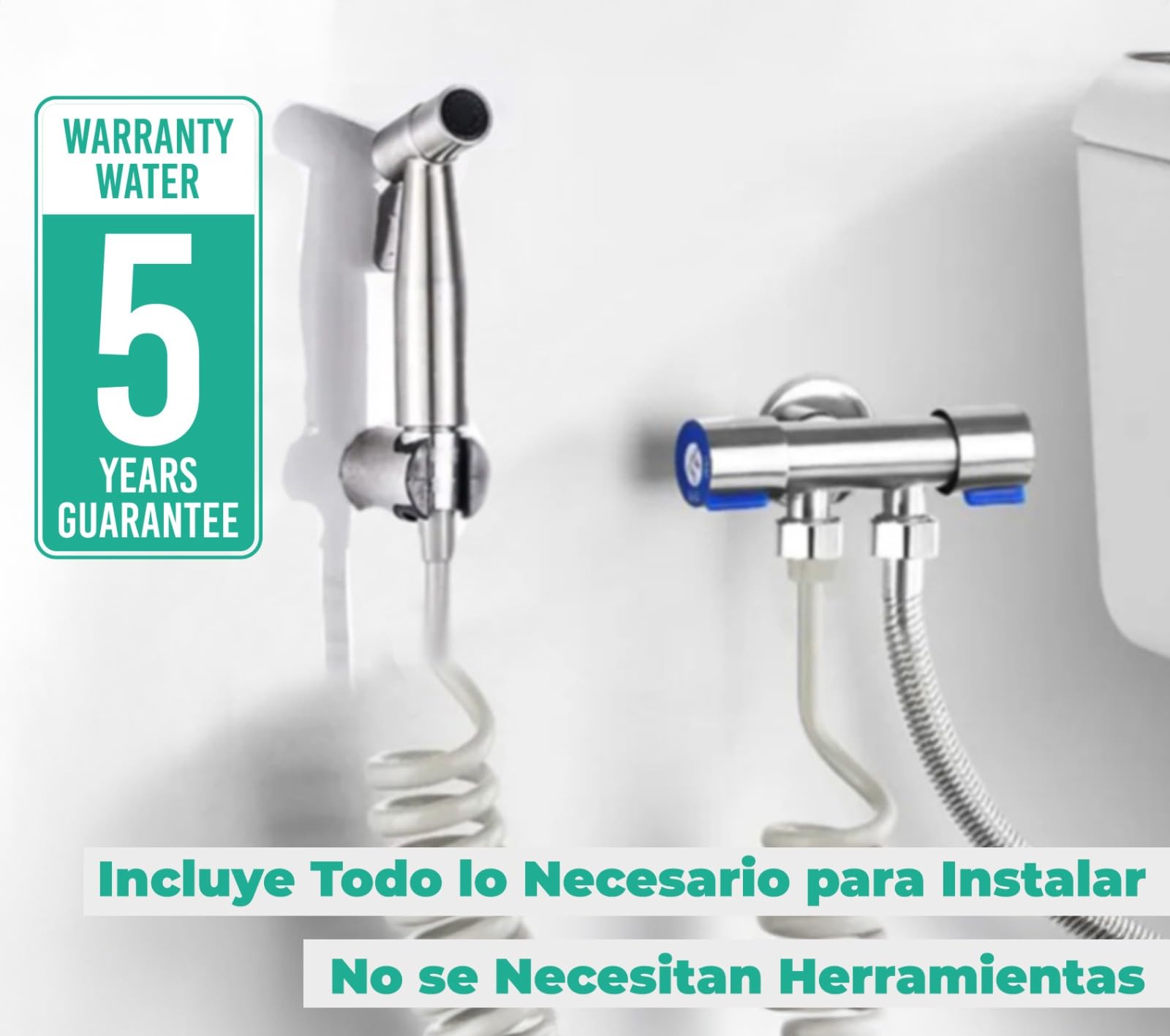CHILL HOUSE Ducha Higienica para WC en Acero Inox con Grifo bidet, Manguera y Ducha bidet para Inodoro Completo - Grifo para WC con Ducha inodoro para Duchas Higienicas