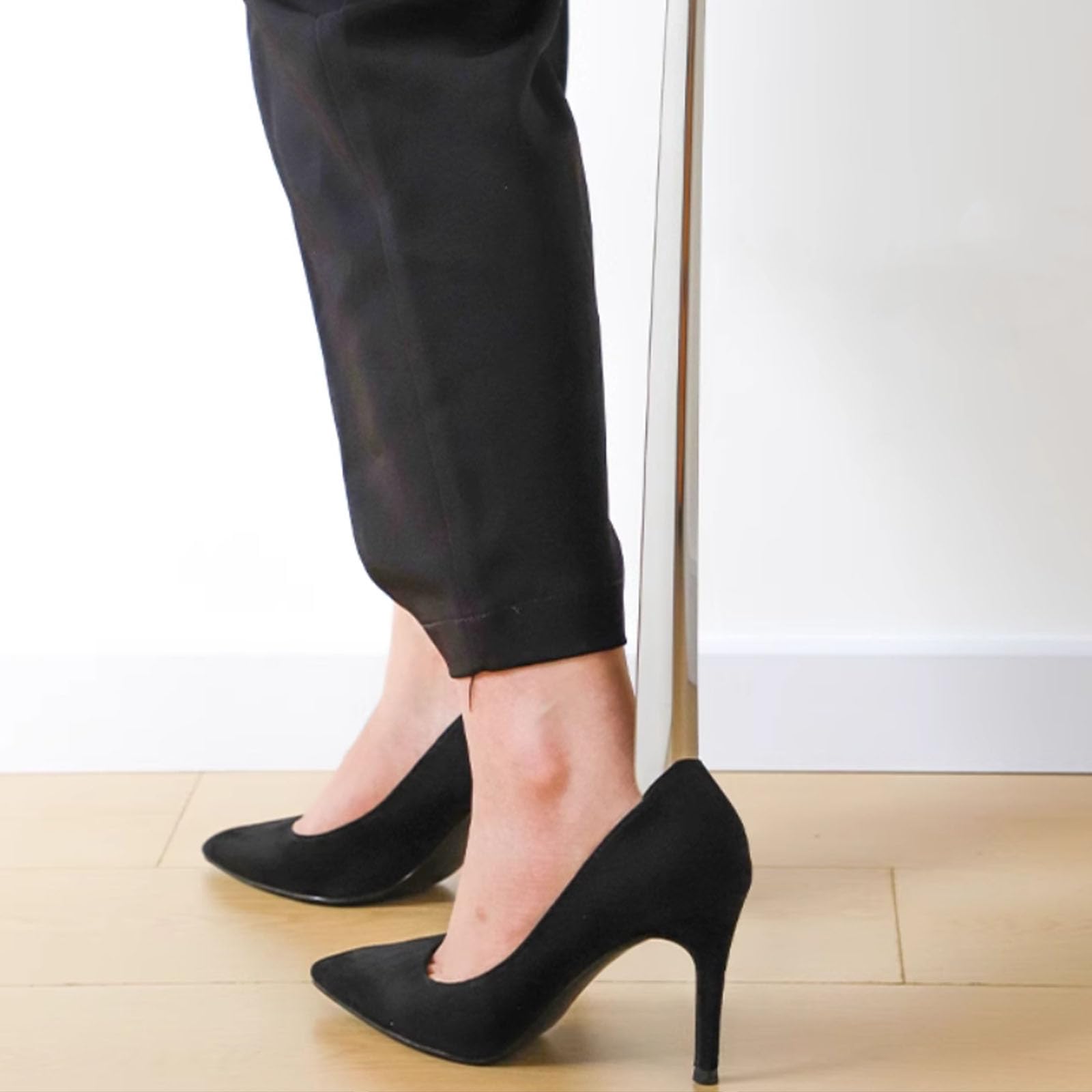 Calzador de acero inoxidable, mango largo, portátil, para un uso fácil, ideal para viajes, personas mayores, personas con discapacidad, hombres y mujeres