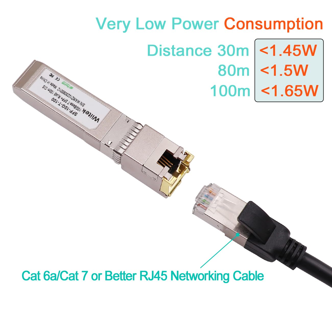 100 mètres, modules SFP+ vers RJ45 10 Gbit/s, émetteur-récepteur RJ45 vers SFP+ en cuivre 2,5 G/5G/10 GBase-T, compatible avec Cisco SFP-10G-T-X, Ubiquiti, Netgear, Mikrotik, faible