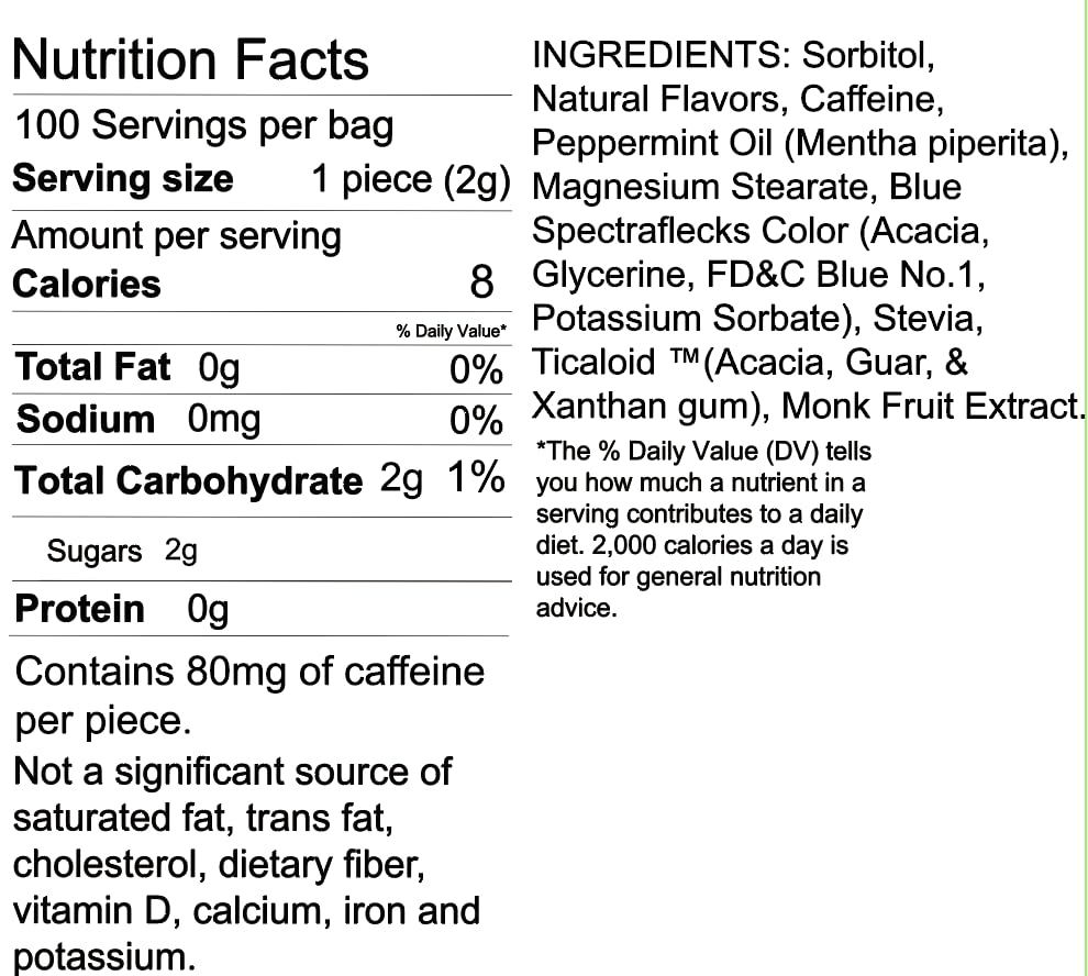 Miniatura 2 de Maax Caffeine Energy Mints  80 mg de cafeína por pieza  Menta  100 piezas en total por bolsa