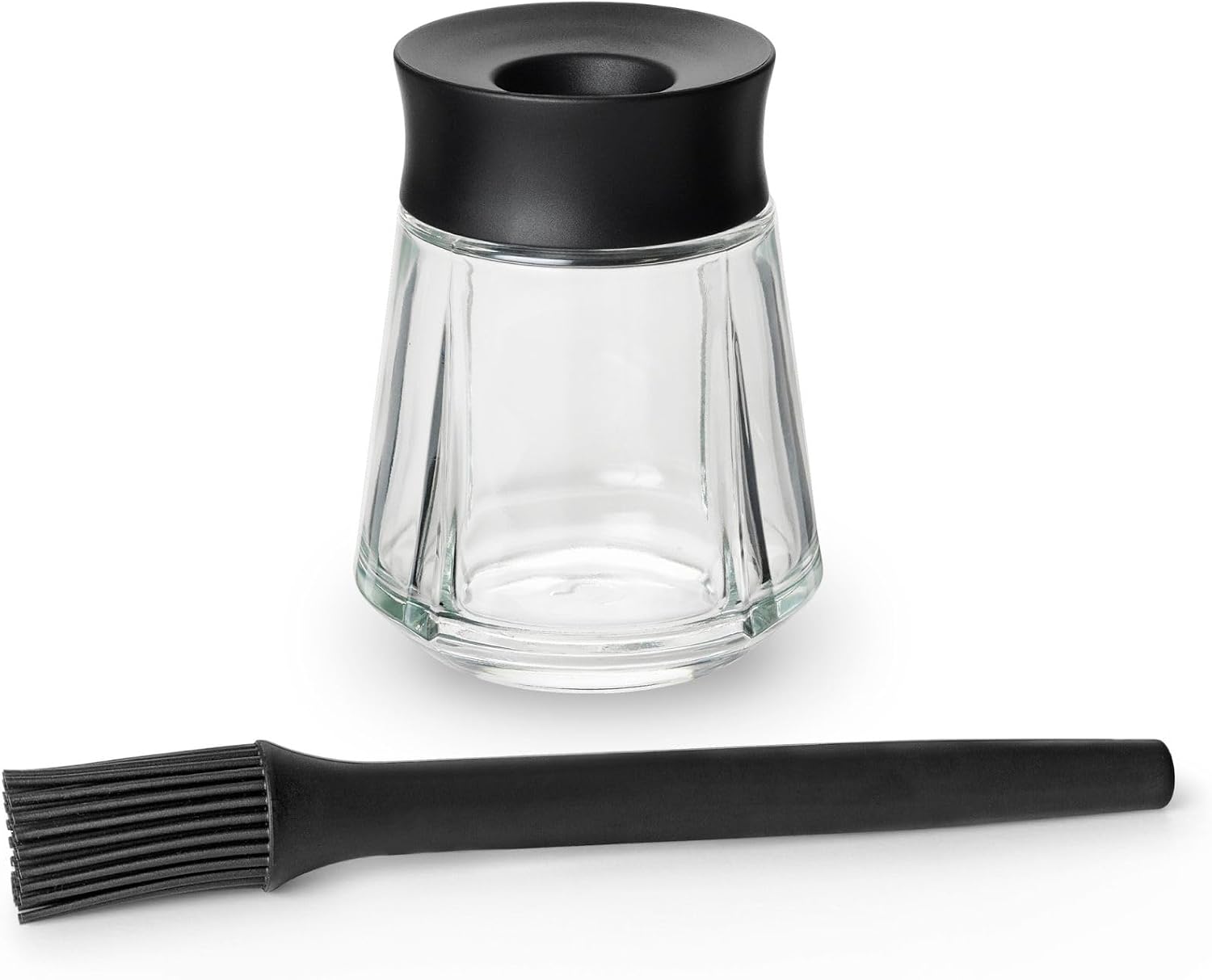 Rosendahl Grand Cru 8.5 Oz Dressing Shaker - Elegant Black Glass Container with Push-Button Lid, 360-Degree Spout for Easy Pouring, Leak-Proof, Multifunctional Kitchen Essential for Homemade Dressings